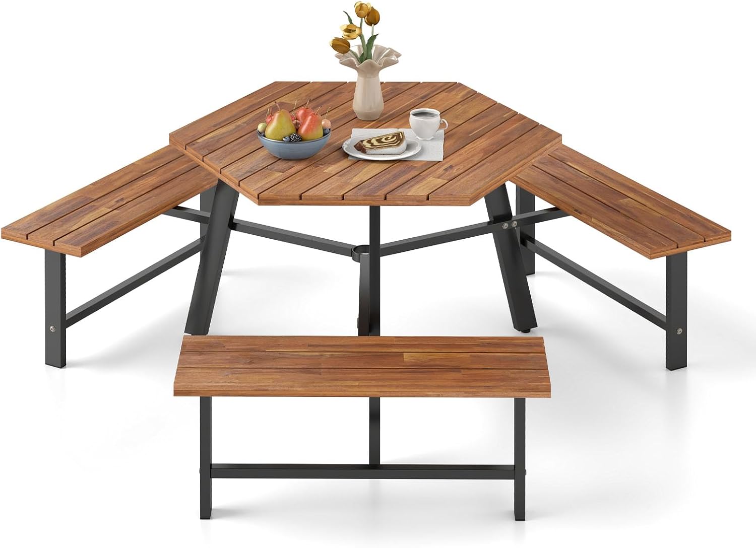 Garden Bench Metal - Conjunto de Mesa e Banco para