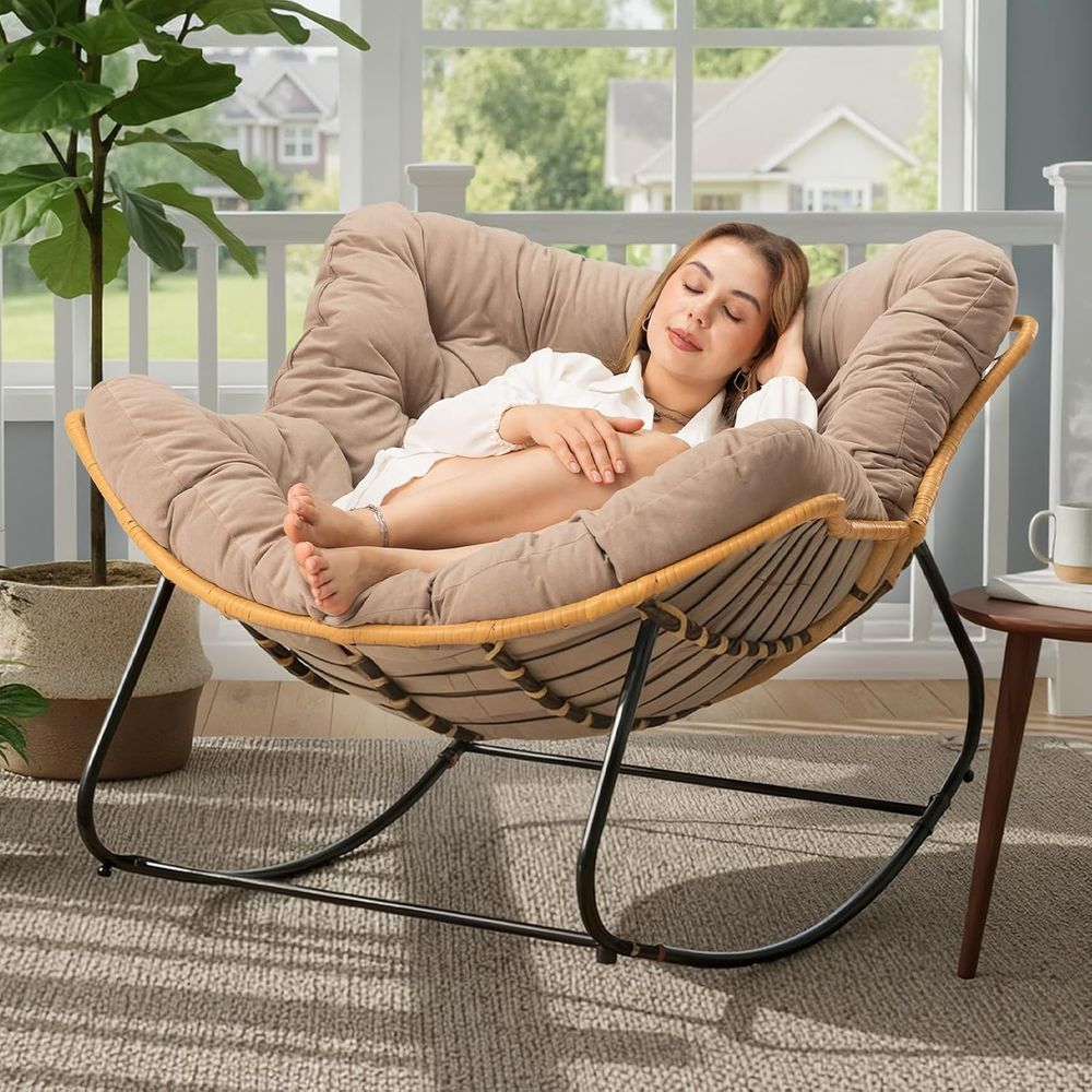 Outdoor Furniture Egg Chair - Cadeira Papasan com Almofada, Cadeira de