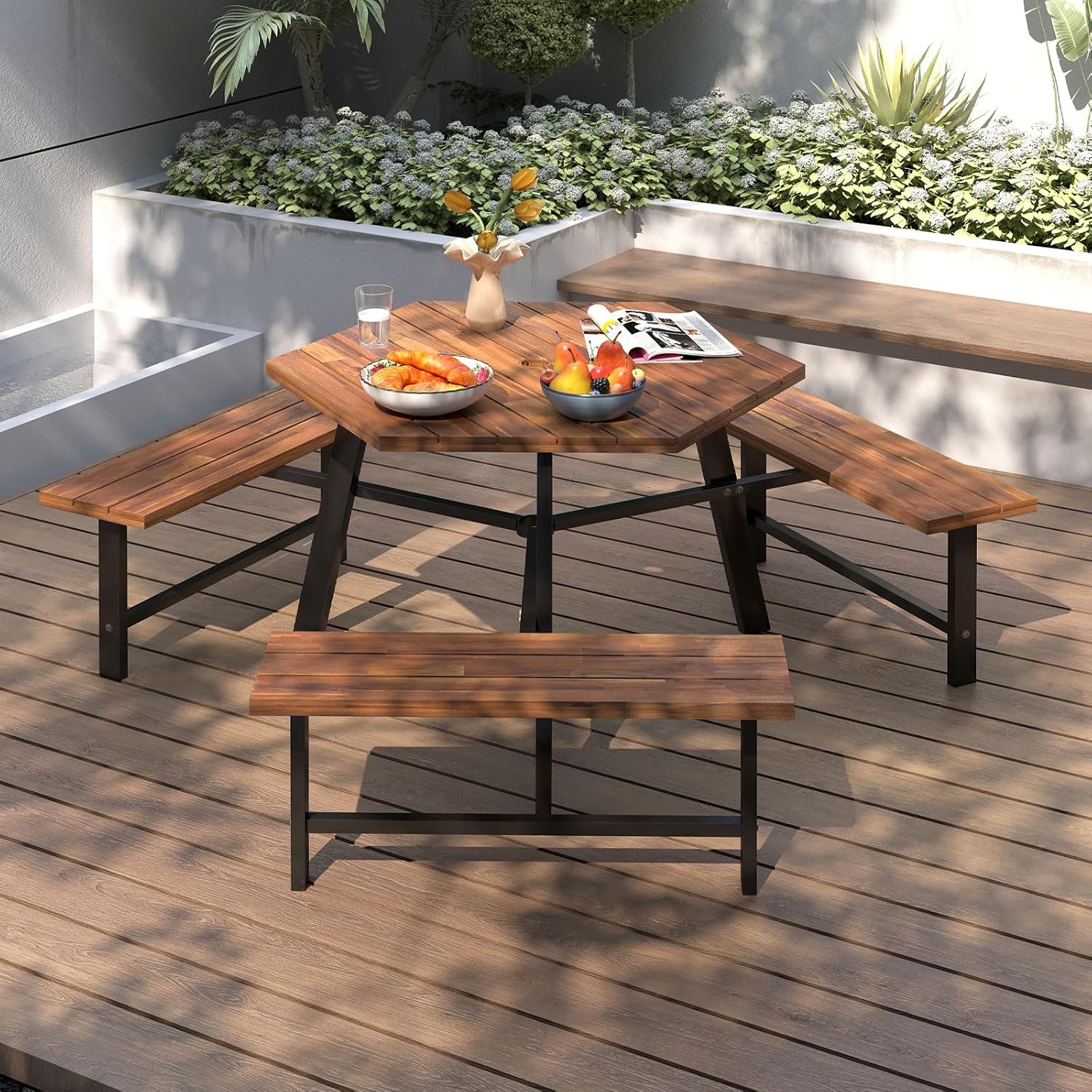 Conjunto de Mesa e Banco para  - Garden Bench Metal avaliação e preço