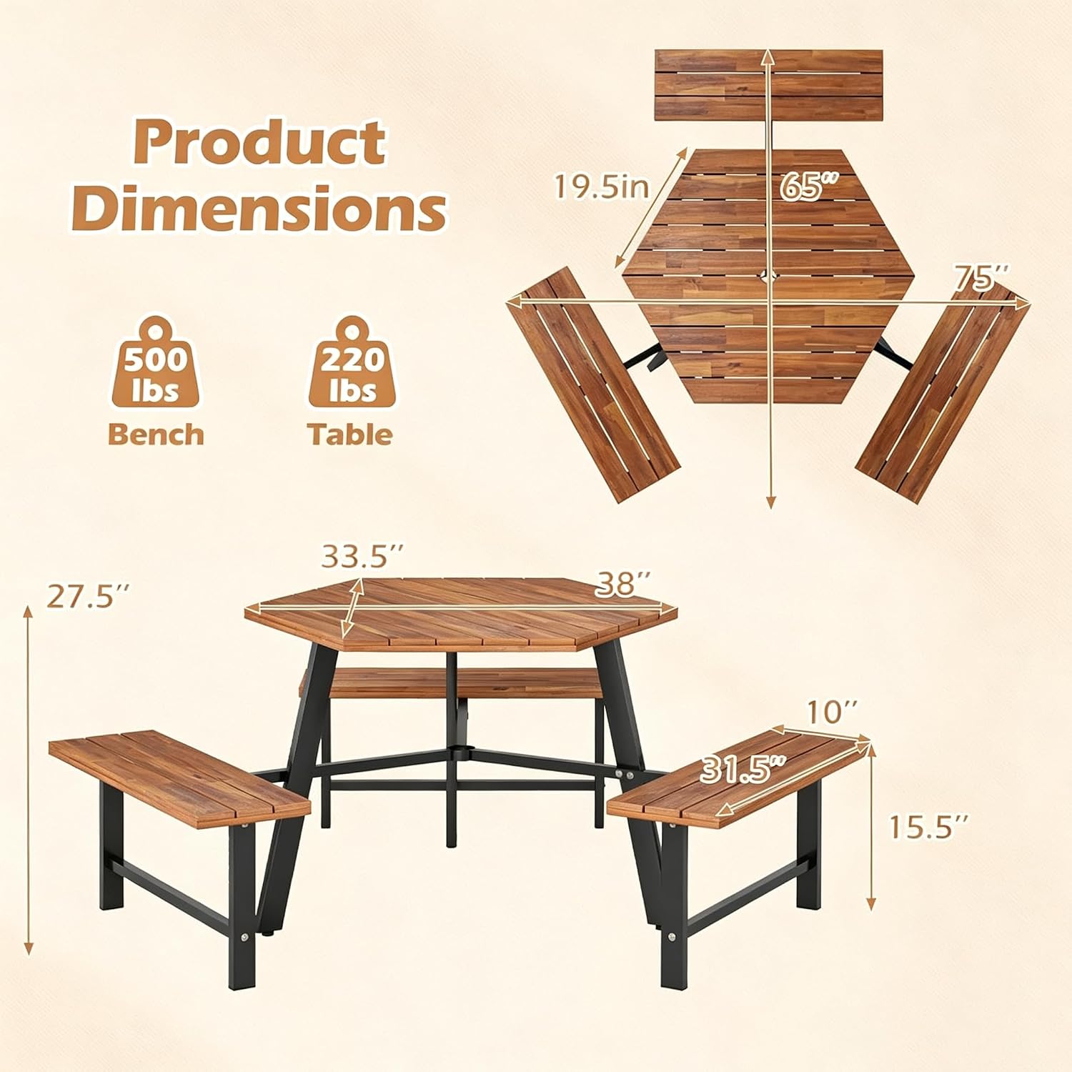 Conjunto de Mesa e Banco para  - Garden Bench Metal avaliação e preço
