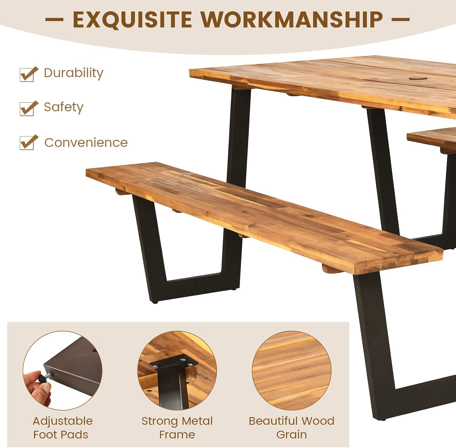Conjunto de Mesa e Banco de Pi - Garden Bench Metal avaliação e preço