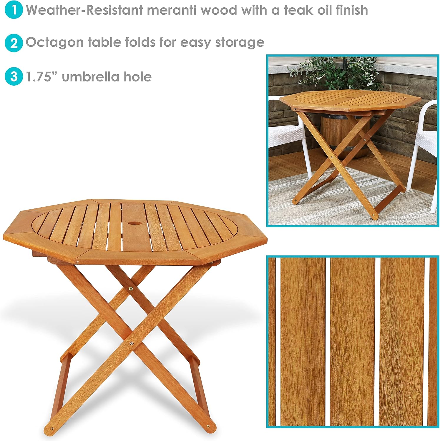 Mesa Dobrável de Madeira Meran - Outdoor Furniture One Piece avaliação e preço